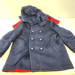 Vintage May May Kids Winter Coat Size 8 Detachable Hood Blue Red
